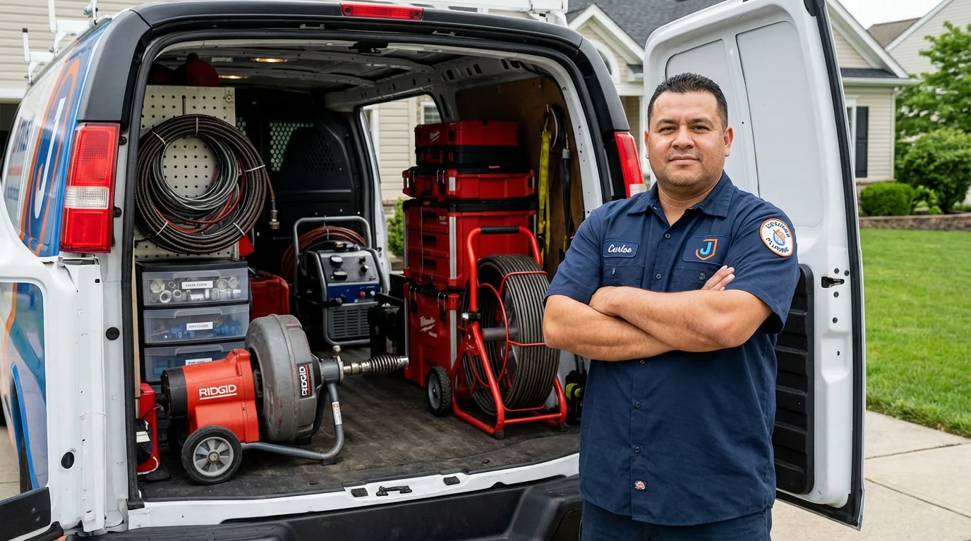 Professional drain cleaning equipment and Johns Plumbing LLC plumber in Ocean Grove