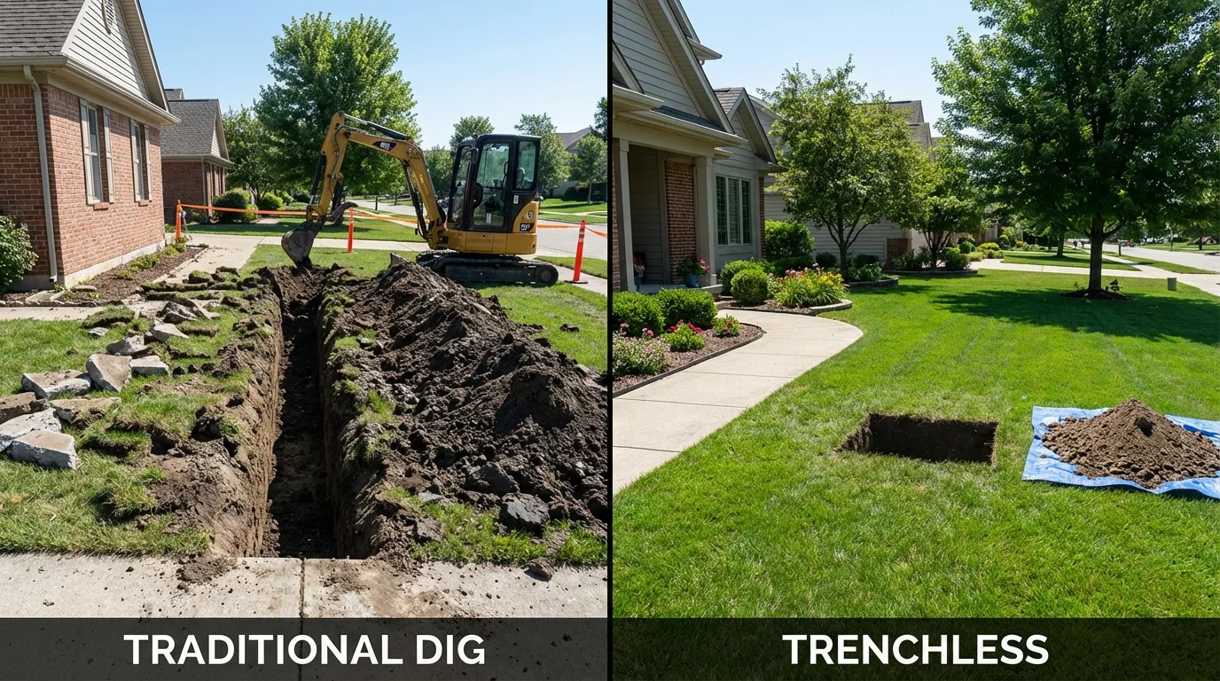 Trenchless sewer repair with minimal yard damage versus traditional excavation in Ocean Grove, NJ